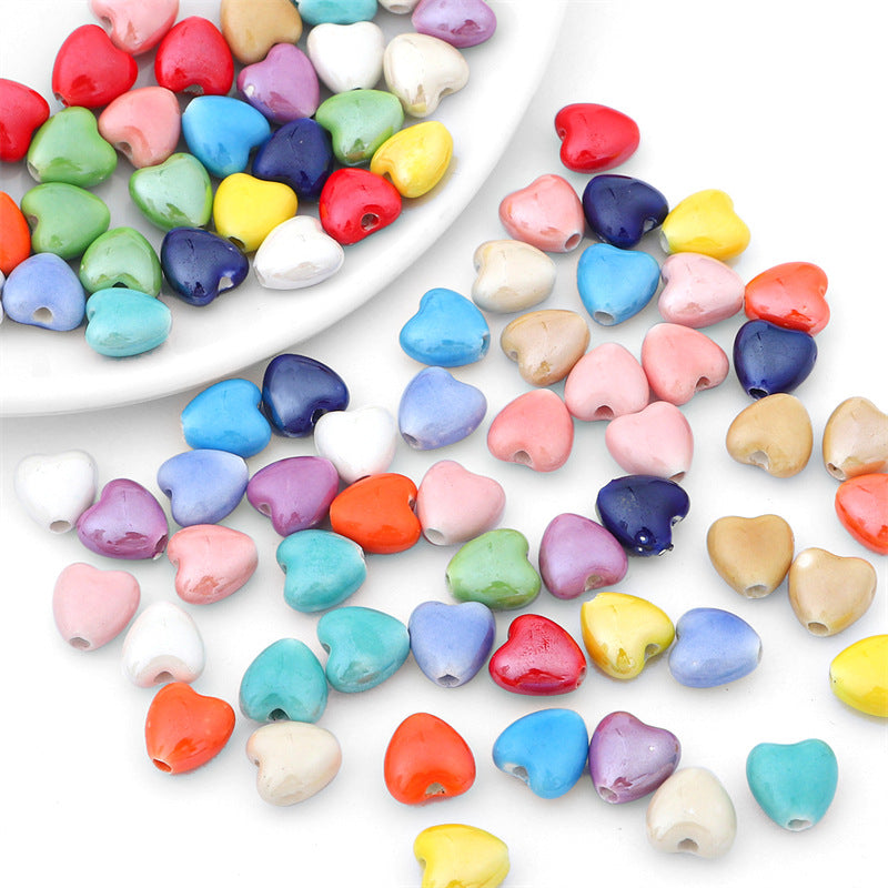 Wholesale 10PCS Peach Heart Ceramic Beads